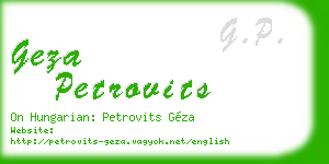 geza petrovits business card
